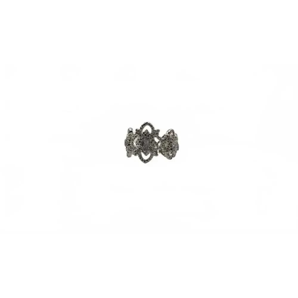 Elegant Vintage Silver Filigree Ring with Sparkling Details Size 7